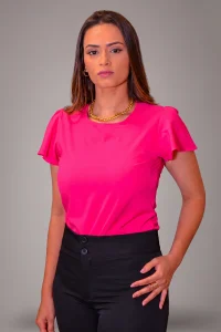 Blusa Feminina Gola Redonda Manga Godê - BCS001