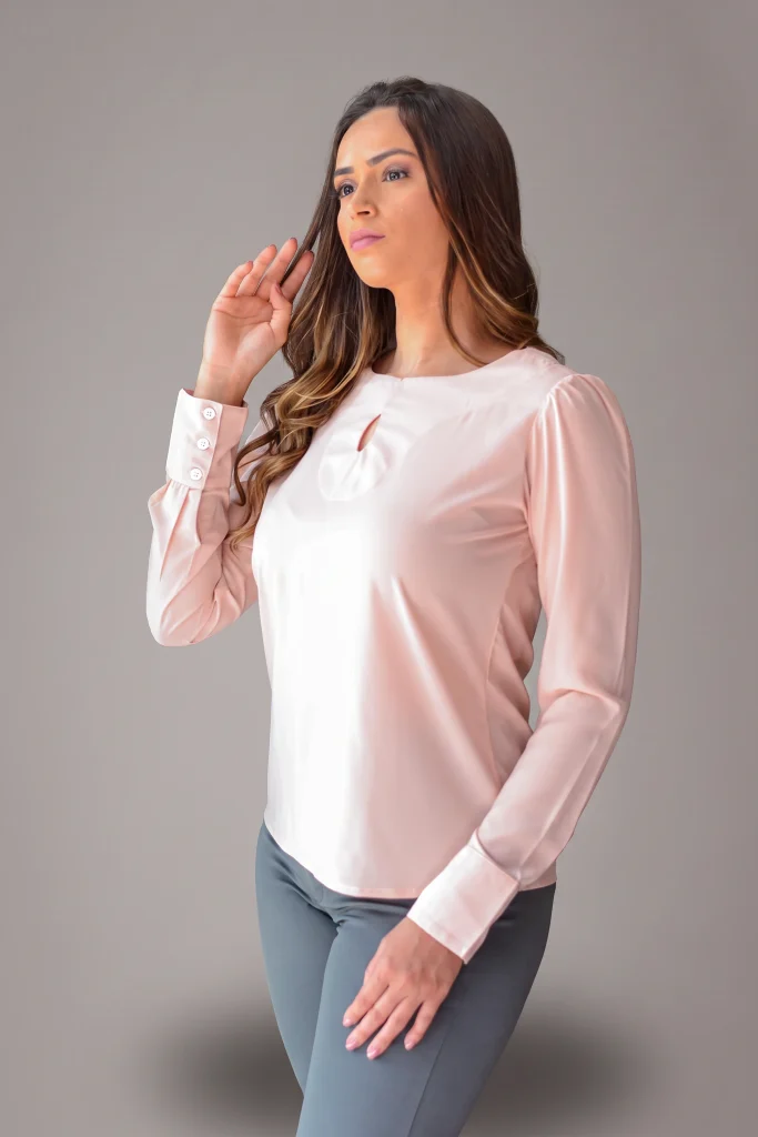 Blusa Feminina Decote Fenda Manga Longa - BCS038