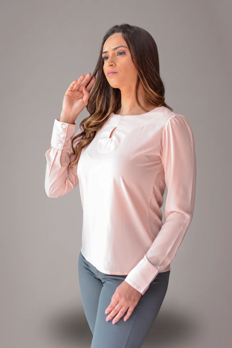 Blusa Feminina Decote Fenda Manga Longa - BCS038