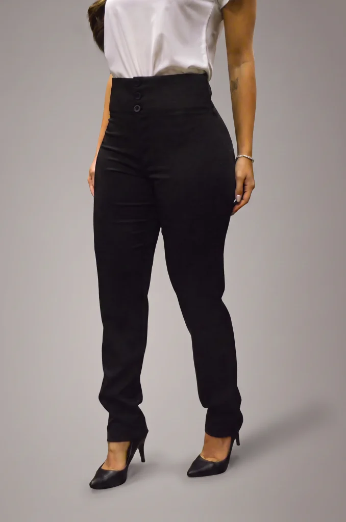 Calça Feminina Bolso Embutido Atrás 3 Botões Microfibra - CLF032
