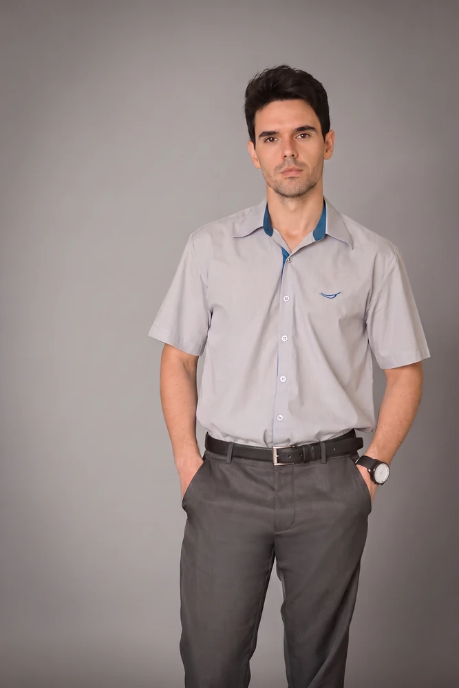Camisa Social Masculina Manga Curta - CSM024